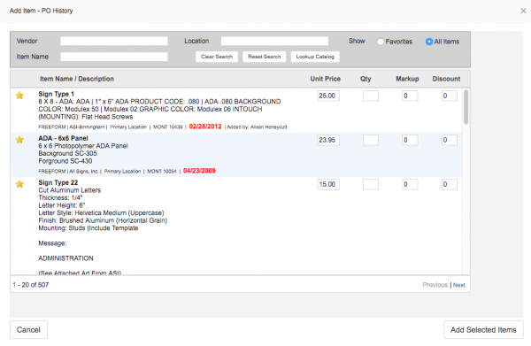 Adding line items from Purchase Order History – Mothernode Support
